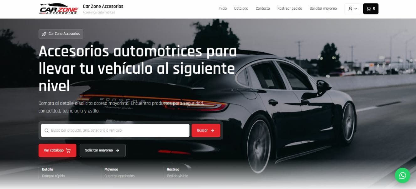 Vista del proyecto Car Zone Accesorios desarrollado por Ken Code