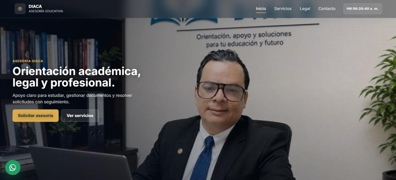 Página web educativa DIACA desarrollada por Ken Code